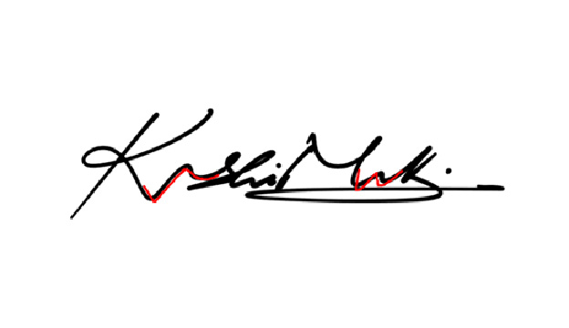 文字を波線で崩し書きにするサインのデザイン例1