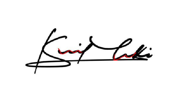 文字を波線で崩し書きにするサインのデザイン例2