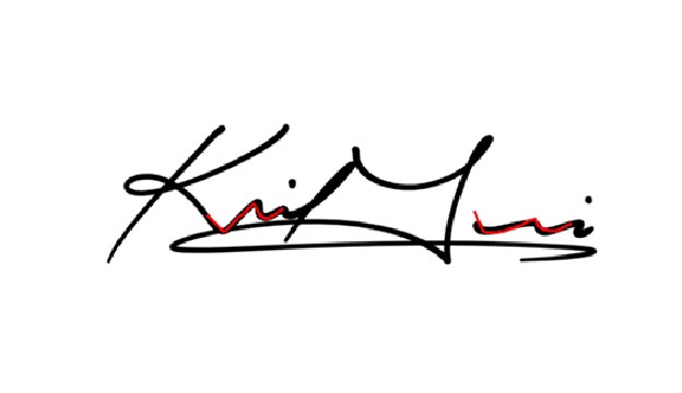文字を波線で崩し書きにするサインのデザイン例3