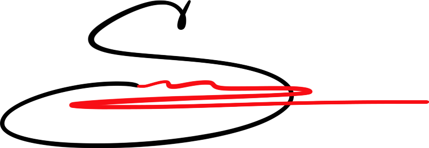 Sのサインデザイン S_003｜小さな上の丸みから、左下へ大きな楕円を広げたS。